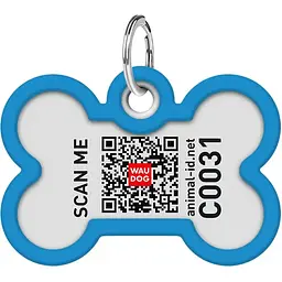Адресник для собак і котів Waudog Smart ID з QR паспортом Градієнт блакитний 4х2.8 см - мініатюра 4