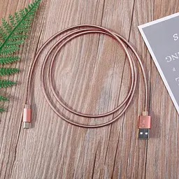 Кабель USB Type-C Spring 1 м, металева оплітка, рожеве золото - мініатюра 3