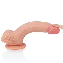 Реалістичний ділдо на присоску LoveToy Dual-Layered 22 см тілесний - мініатюра 8