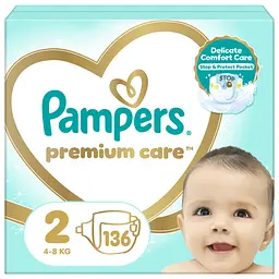 Підгузки Pampers Premium Care Розмір 2 (4-8 кг) 136 шт (8006540855812) - мініатюра 1