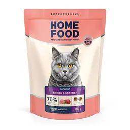 Сухий корм для котів британської та шотландської порід Home Food Adult з індичкою та качкою, 400 г