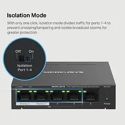Комутатор MS105GP 5xGE (4xPoE), 65Вт, Некерований Mercusys teh0018243 - мініатюра 7