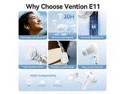 Наушники TWS Vention Elf Earbuds ECHO LITE E11 White (NBVW0) - миниатюра 4