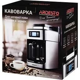 Кавоварка Ardesto крапельна Steel Collection YCM-D1200 1.2 л зерно+мелена сріблясто-чорна - мініатюра 8