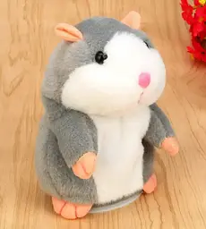 Игрушка-повторюшка хомяк интерактивный, реагирует на голос, на батарейках, Серый - миниатюра 8