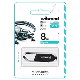 Флеш-накопичувач Wibrand USB 2.0 Aligator 8Gb чорний - мініатюра 2