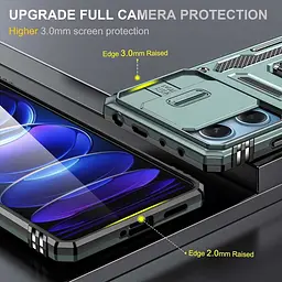 Ударостійкий чохол Camshield Army Ring для Xiaomi Redmi 12 / Poco M6 Pro 5G Зелений / Light Green - мініатюра 2