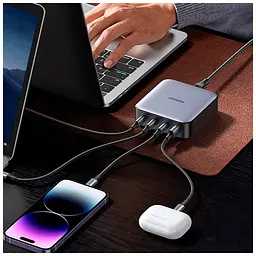Зарядний пристрій Ugreen 4xUSB 100W (3xType-C+USB A QC3) GAN Charger Nexode Series Black CD328 (90928) - мініатюра 3