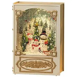 Новорічний нічник Xmas WDL-24023В музичний світильник з ефектом снігового вихору від батарейок Золотий