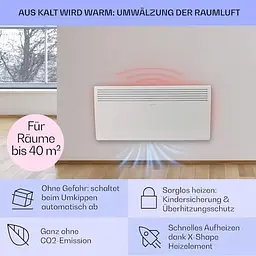 Обігрівач конвекційний Klarstein Hot spot slimcurve до 40 м кв Білий (10033016) - мініатюра 3