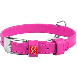 Нашийник для собак Waudog Glamour, шкіряний, з QR паспортом, 27-36х1,5 см, рожевий