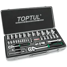 Комплект головок з тріскачкою 1/4", 1/2" 34од. Toptul hoz0007864 - мініатюра 1