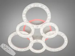 Люстра стельова LED Diasha 2203/3+3WH, 110W, 3200K-6500K, білий метал, акрил, сучасний стиль для дому