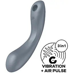 Вакуумний стимулятор із вібрацією Satisfyer Curvy Trinity 1 BlueGrey 3 в 1 - мініатюра 3