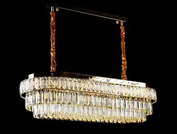 Овальна золота кришталева світлодіодна люстра Splendid Ray L2211/1000*350/8+LED (SGD), 100 см на 8 ламп - мініатюра 3