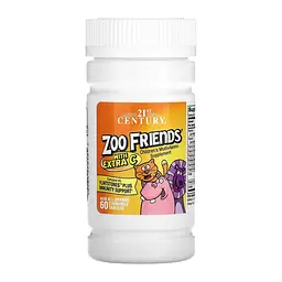 Дитячий вітамінний комплекс з додатковим вітаміном C 21st Century (Zoo Friends Multi with Extra C) - 60 жувальних таблеток