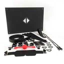 БДСМ-набір LOCKINK Bondage & Restraint Set, чорний, натуральна шкіра, фіксатори, маска, кляп