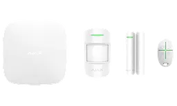 Комплект охоронної системи Ajax StarterKit, White, GSM/Ethernet, хаб, бездротовий датчик руху, бездротової датчика відкриття дверей, брелок з тривожною кнопкою
