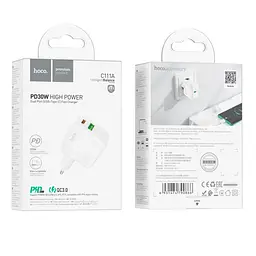 МЗП Hoco C111A Lucky dual-port PD30W + QC3.0 charger ( EU ) White - мініатюра 3