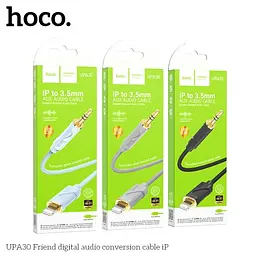 Аудіоадаптер Hoco UPA30 Friend digital audio conversion cable iP 1 м чорний - мініатюра 4