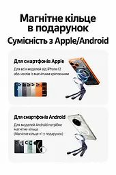 Магнітний настільний штатив-тримач для телефона UGREEN LP962 з металевим кільцем у комплекті сумісний із MagSafe з обертанням на 360° для знімання з руки з різьбовим отвором 1/4″ для штативної головки складана конструкція з протиковзними накладками на ніжках сіро-чорний (75509) - мініатюра 3