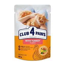Влажный корм для котов Club 4 Paws с индейкой в соусе 85 г B5622701