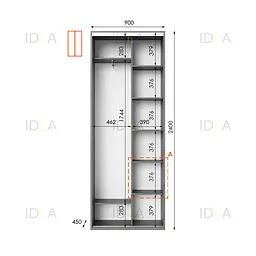 Шафа-купе Idea серія 10 90 x 45 x 240 см Венге темний Дзеркало - мініатюра 2