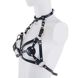 Портупея на грудь LOCKINK SEVANDA Queen Chest Harness with Removable Bra, чорна, зі знімними пестис - мініатюра 2