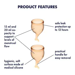 Satisfyer Feel Secure - набір менструальних чаш, 15 мл і 20 мл (Помаранчевий) - мініатюра 3
