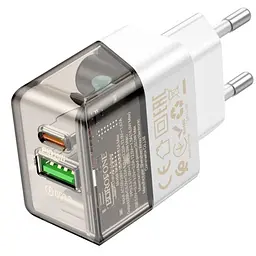 Мережевий зарядний пристрій Borofone BA80A PD20W/QC3.0 transparent чорний