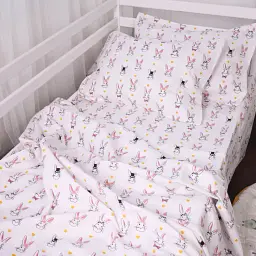Комплект постільної білизни MirSon Бязь Kids Time 17-0529 Bunnies 160x220 см білий (2200008612634) - мініатюра 2