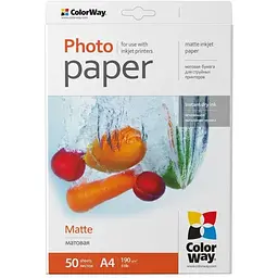 Фотопапір ColorWay A4 190г Matte 50ст. (PM190050A4)