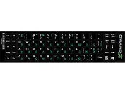 Наклейки на клавиатуру Grand-X 68 keys Cyrillic green, Latin white (GXDPGW)