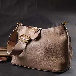 Сумка жіноча із застібкою-ґудзиком з натуральної шкіри Vintage 22320 бежева - мініатюра 10