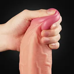 Фалоімітатор - Dual-Layered Silicone Cock 10" Flesh #1 - мініатюра 2
