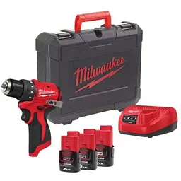Дриль-шуруповерт акумуляторний безщітковий MILWAUKEE, M12 BLDDRC-203С, 40Нм (ЗУ, 3х2Аг, кейс)