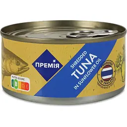 Тунець Премія подрібнений стерилізований в олії  185 г