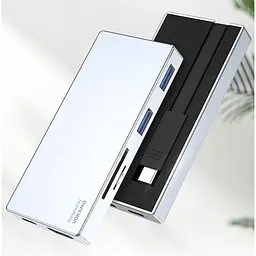 USB адаптер Vokamo HT2 6 в 1 HUB із вбудованим шнуром Type-C - мініатюра 4