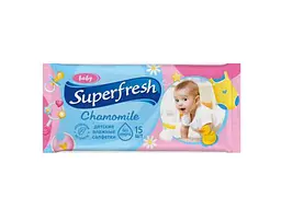 Вологі серветки SUPER FRESH 15шт Ромашка