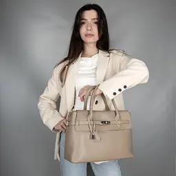 Сумка жіноча шкіряна Virginia Conti 03542 велика світлий тауп - мініатюра 2