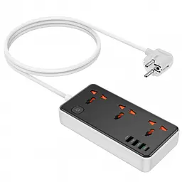 Подовжувач мережевий зарядний HOCO AC8A, 3 розетки, 3 USB та Type-C, кабель 1.5 м, швидка зарядка 30 Вт