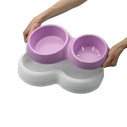 Миска для корму з подвійним дном для води Medium 33x20x9h, бузковий - мініатюра 2