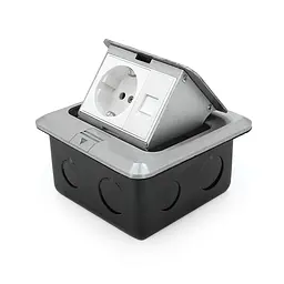 Розетка універсальна + 1 Shuko + 1RJ-45 висувна із заземленням J02L, Input: AC 100-250V 13A, White - мініатюра 2