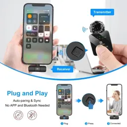 Мікрофон Puluz для iPhone/iPad 8-контактний приймач і два мікрофони Black (PU647B) - мініатюра 3