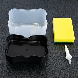 Дозатор для мийного засобу натискний 385 мл чорний диспенсер натискний з губкою - мініатюра 10