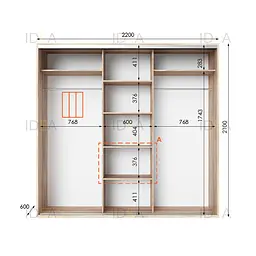 Шафа-купе Idea серія 6 220 x 60 x 210 см Дуб сонома Дзеркало - мініатюра 2