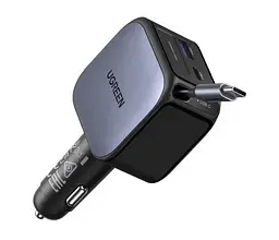 Автомобильний зарядний пристрій UGREEN EC603 90W USB-C + USB з кабелем сіре
