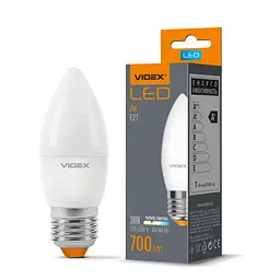 Світлодіодна лампа E27, 7 Вт, 3000K, C37, Videx, 700 Лм, 220V (VL-C37e-07273)