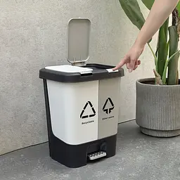 Відро для сміття MBM My Home сортувальне з кришкою та педаллю 10+10 л сіре (BIN-05 (10+10L) LIGHT GRAY/GRAY) - мініатюра 9