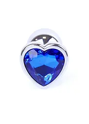 Анальна пробка B - Series HeavyFun Jewellery Silver Heart, 7 см (синій) - мініатюра 2